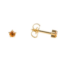 Studex 24K Gold-Plated Topaz Stud Earrings - November Birthstone | 3mm 5-Prong Design | Hypoallergenic and Nickel Safe for Sensitive Ears | High Fashion Earrings for Women