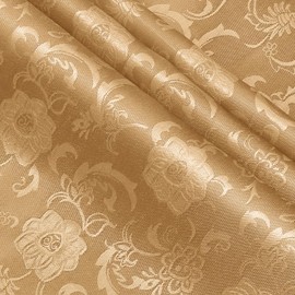 KKJIAF Champagne Satin Jacquard Fabric - 10 Yard, 60 Inch Wide Shiny Sunflower Pattern Silky Brocade for Tablecloth, Table Runner, Napkins, Dress, Bedding Sheet, DIY Crafts
