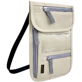 Travel Neck Wallet, RFID Blocking Passport Holder with Adjustable Neck Strap for Men and Women to Keep Cash, Credit Cards and Travel Documents Safe - Blue