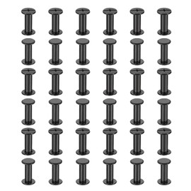 PATIKIL 50 Sets Chicago Screws, 15mm L Chicago Screws Phillips Binding Post Screw Bolts Leather Rivets Fasteners Connectors for Leather Belt Scrapbook Photo Albums, Black