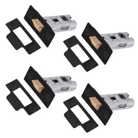 XFORT Tubular Latch, Matt Black, Tubular Door Latch for Internal Wooden Doors, (4 Pack, 65mm)