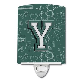 Caroline's Treasures CJ2010-YCNL Letter Y Back to School Initial Ceramic Night Light Compact, UL-Certified, Ideal for Bedroom, Bathroom, Nursery, Hallway, Kitchen, 6x4x3, Multicolor