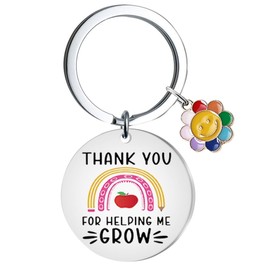 Teacher Appreciation Gifts, Inspirational Smiling flowers teacher keychain Key Chain,Thank you for helping me grow,Christmas Teacher’s Day Thanksgiving Day Gifts for Teacher.