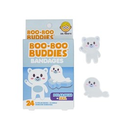 Boo Boo Buddies Kids Adhesive Bandages, Kids Self-Adhesive Sterile Bandages Pack for Toddler Girls & Boys, Adults First Aid, Protect Scrapes and Cuts | 24 Pcs (Polar Bear + Seal)