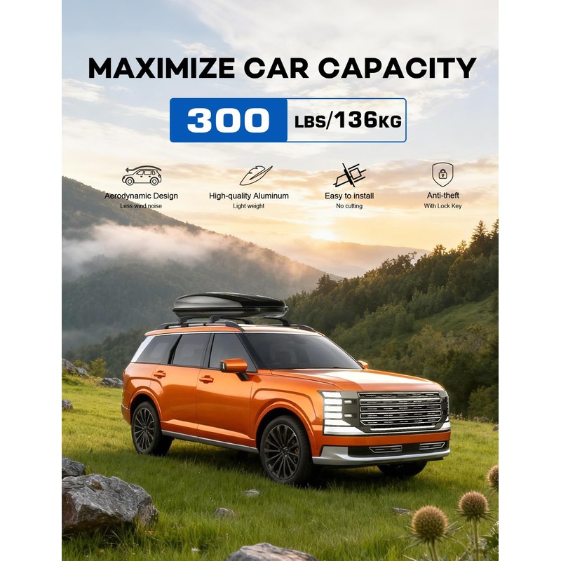 300lbs Lockable Roof Rack Cross Bars for Hyundai Palisade 2026