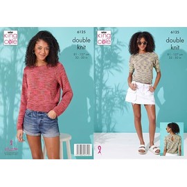 King Cole Women’s Knitting Pattern Easy Double Knit Sweater and Top (6125), 32” – 50” (81cm – 127cm)