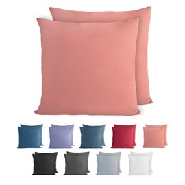 Komfortec 100% cotton cushion covers, set of 2, 40 x 40 cm, super soft premium jersey pillowcase, 150 g/m², cushion cover, powder colour