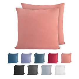 Komfortec 100% cotton cushion covers, set of 2, 40 x 40 cm, super soft premium jersey pillowcase, 150 g/m², cushion cover, powder colour