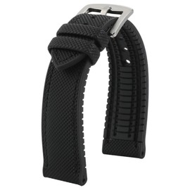 Strapseeker Theo Hybrid Nylon & FKM Rubber Performance Watch Band - Replacement Watch Bands Quality Waterproof - Watch Straps for Men & Women - Deployment Clasp Pin Buckle - Compatible with Most Watches - 22mm, 24mm (20mm, Black with Black, Silver Pin)