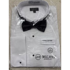 Milani Men's Tuxedo Shirt with French Cuffs and Bow Tie Size 17
