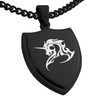 Tioneer Black Stainless Steel Tribal Unicorn Shield Pendant Necklace
