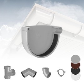 Gutter System - 90 mm Plastic PVC, Selection Components - RainWay 90, grey