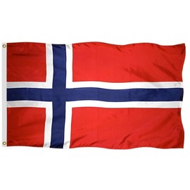 Norway Flag 3x5 FT, Outdoor Polyester Flags, Double Stitched Norwegian National Flags with Brass Grommets and Stronger Header. (5X8)
