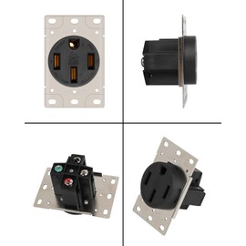 RIIEYOCA NEMA 14-50R Flush Mount Power Outlet,3 Pole 4 Wire Receptacle,50 Amp 125/250V Straight Blade Outlet for Dryers,RVs, Welders,Electric Cars,Grounding,1Pack
