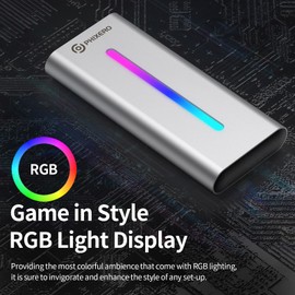 PHIXERO NVMe Enclosure, M.2 NVMe to USB 3.2 Gen 2 [10Gbps ], Aluminum SSD Enclosure with RGB Support UASP Trim, Fits PCIe 2280/2260/2242/2230 M Key/B+M Key, Silver