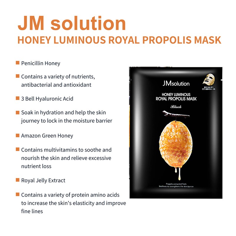 JM Solution Face Mask [10Pack] Hydrating Collagen Facial Masks -