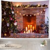 BELECO Christmas Tapestry Wall Hanging Christmas Fireplace Candles Shiny Stars