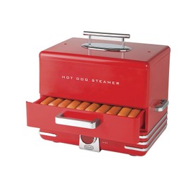 Nostalgia Extra Large Retro Classic Style Steamer Warmer, 20 Hot Dog and 6 Bun Capacity, Steam Bratwursts, Sausages, Vegetables, Fish, Dumplings, Original Red