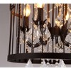 LUOLAX Industrial Vintage Lighting Fixture Black Finish Metal Birdcage Crystal