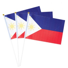 mflagperft Philippines Flag Filipino Small Stick Mini Hand Held Flags Decorations 1 Dozen (12 pack)