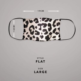 Triple Layer Flat Face Masks - Washable and Reusable Cloth Covering - Soft Cotton Inner Comfort - Leopard Print - Large Size