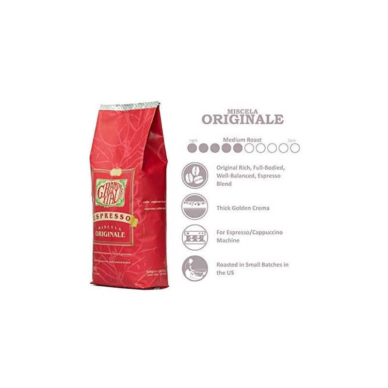 Grande Italia Whole Bean Espresso, Miscela Originale, Small Batch Artisan