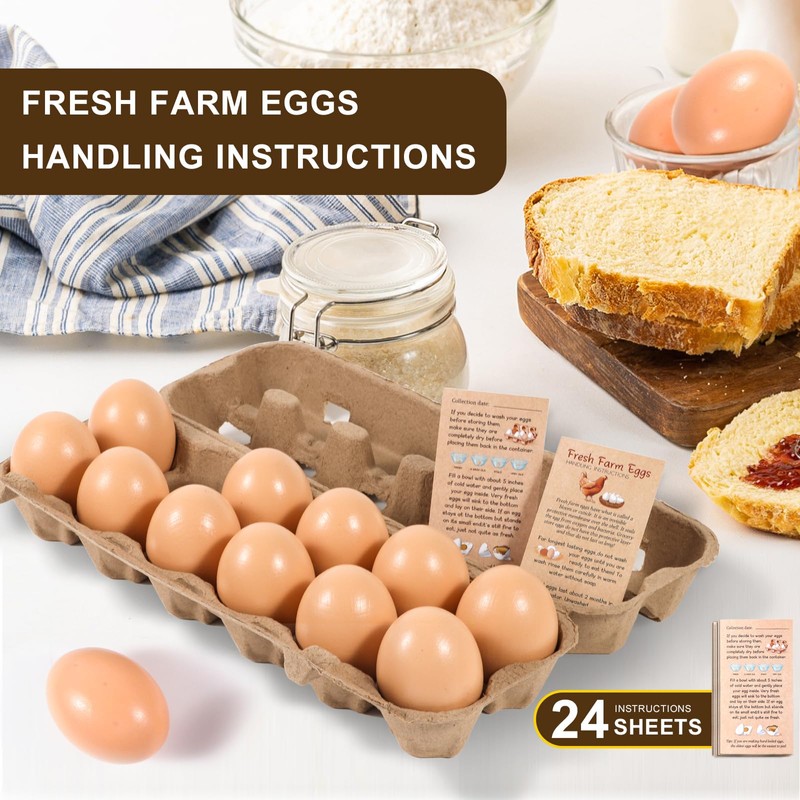 DecarDamai 100-Pack Bulk Empty Egg Cartons for Storage, 12-Count Natural