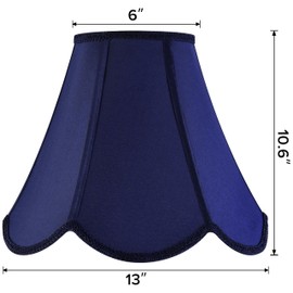GO&SO Navy Blue Lamp Shade Scalloped Lamp Shade,Petal Edge Braid Bell Lamp Shades,Lamp Shades for Table Lamps,Fabric Lampshades Medium,6"Top x 13"Bottom x 10.6"Vertical Height (Spider) -Easy Assembly