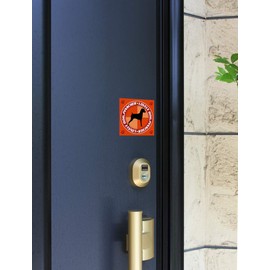 [M Size] Design Nameplate Woodman Dog Sticker Lovely Dog Pinscher Silhouette Orange Back MK-2