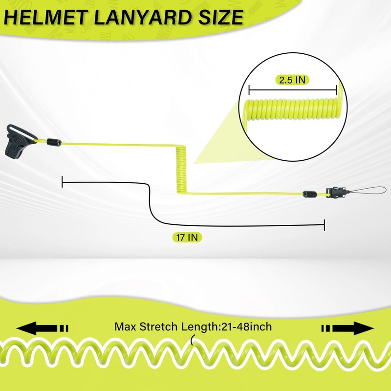 MELOTOUGH Coiled Lanyard,Hard Hat Lanyard with Clamp End,Hard Hat Tether,No