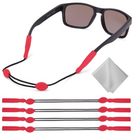 Buyisgle Eye Glasses Holder Strap - Adjustable Sunglasses Straps Cords for Men Women - Eyeglass Holders Around Neck - Eyewear String Lanyard Retainer -4PCS（14in Red