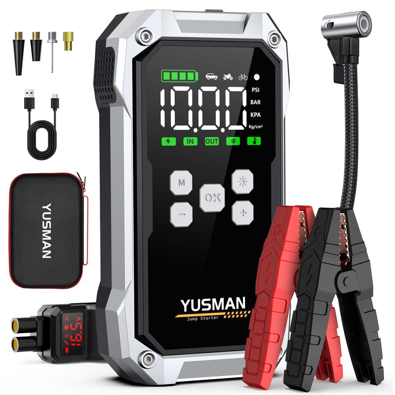 Car Jump Starter with Air Compressor, 8000A 150PSI Jump Starter