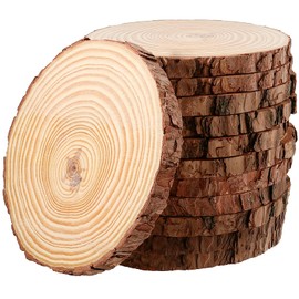 JEUIHAU 12 PCS 5.5-5.9 Inches Natural Unfinished Wood Slices, Round Wooden Tree Bark Discs, Wooden Circles for DIY Crafts, Christmas, Rustic Wedding Ornaments
