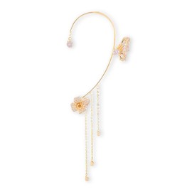 Butterfly Tassel Earrings for Women Butterfly Flower Purple Dangle Drop Earrings Zircon Ear Cuff Clip On Earrings for Women