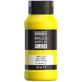 Liquitex Basics Acrylic Fluid Acrylic Paint with Flowing Consistency, Quick Drying, Non-Fading, Waterproof, Water-Based, 8870381, 118 ml Bottle, Primary Yellow