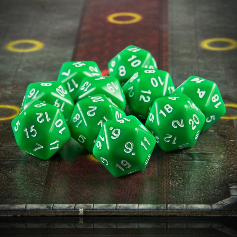 10x Polyhedral W20 Dice for Role and Tabletop Games (Blue)