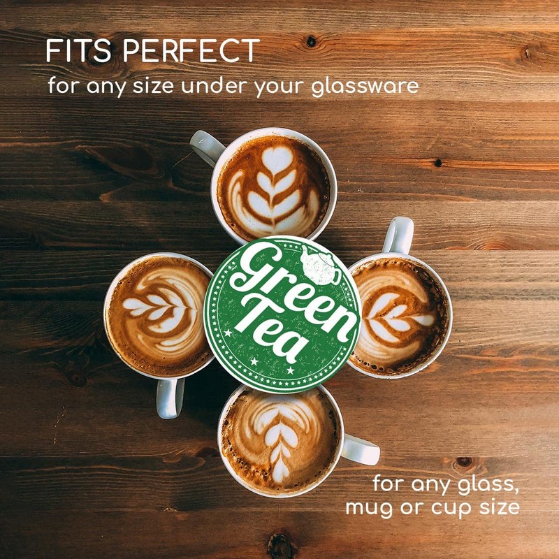 1 x Round Coaster - Green Tea Healthy Organic Tea