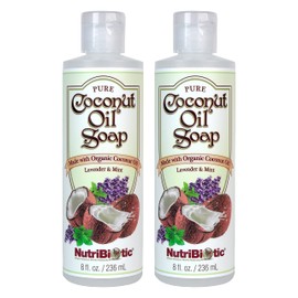 NutriBiotic – Pure Coconut Oil Soap, Lavender & Mint, 8 Oz Twin Pack | Certified Organic, Unrefined, Biodegradable | Vegan & Made without GMOs, Gluten or Parabens | Thin, Liquid Castille Soap