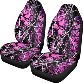 Poceacles Camo Car Seat Covers Full Set Universal Fit Car Pink Forest Hunting Camouflage Automotive Front Seat Cover Set of 2 High Back Bucket Seat Protector for Car, SUV, Truck or Van