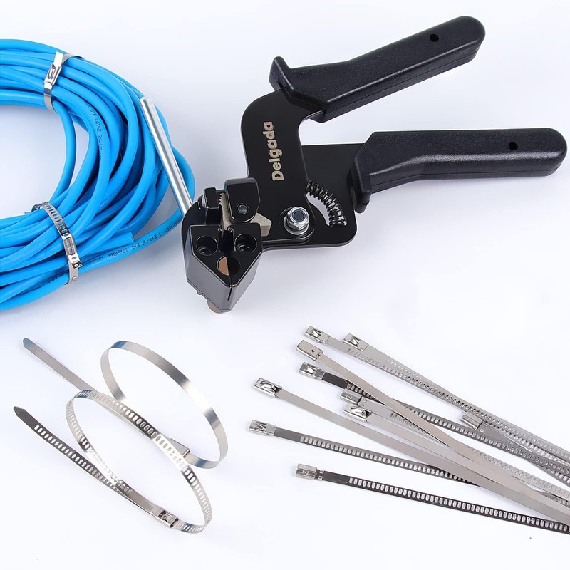 Delgada Metal Cable Tie Gun, Heavy Duty Stainless Steel Zip