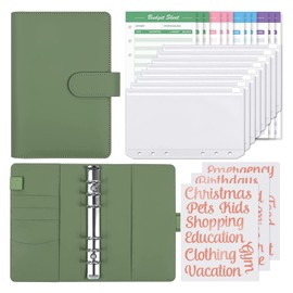 SKYDUE Budget Binder with 8pcs Zipper Envelopes,Money Organizer for Cash with 12pcs Expense Sheets & 24 Rose Gold Sticky Labels