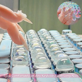 Ultra-Clear Typing Stickers for Long Nails - Nano-Glue Adhesive Keyboard Stickers, Fully Transparent bubble stickers, Compatible with Desktop,Laptop Keyboards,Essential for Typing and Gaming laptop keyboard