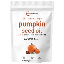 Micro Ingredients Micro Ingredients Pumpkin Seed Oil with Saw Palmetto, 3,000mg Per Serving, 150 Softgels | Cold Pressed, Pure Virgin Oil, Herbal Supplement | Supports Urinary, Bladder & Prostate Health | Non-GMO