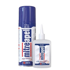 MITREAPEL Super CA Glue (1.7 oz.) with Spray Adhesive Activator (6.7 fl oz.) - Crazy Craft Glue for Wood, Plastic, Metal, Leather, Ceramic - Cyanoacrylate Glue for Crafting and Building (1 Pack)