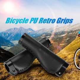 1 Pair Ergonomic PU Leather Handlebar Grips for Mountain Bike Folding Bikes, Non-Slip Double Locking Design for Comfort and Control, Aluminium Locking Grips for Scooters