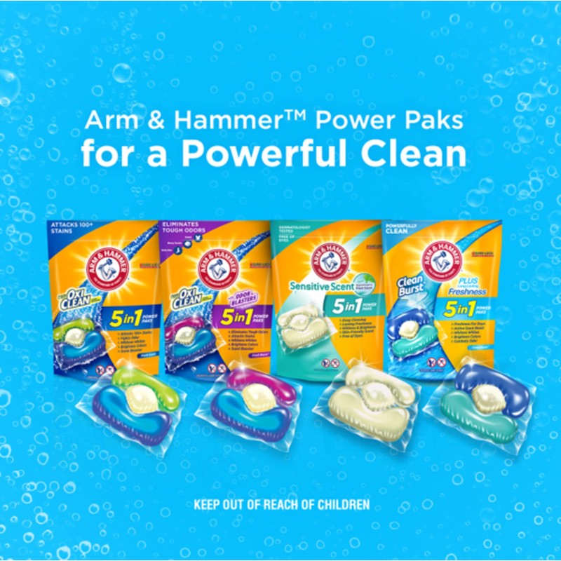 Arm & Hammer Clean Burst 5-in-1 Laundry Detergent Power Paks,