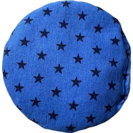 Organic Rye Grain Cushion Round Diameter 15 cm Fine Cord Royal Blue/Blue Stars