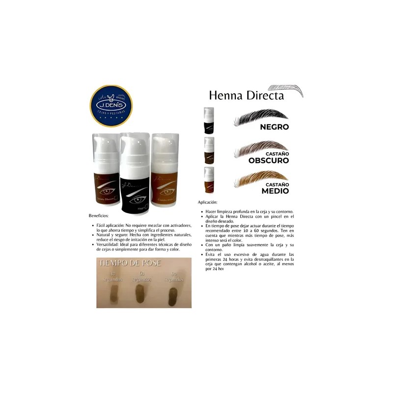 Henna Directa J. Denis Para Cejas Y Delineado De Ojos