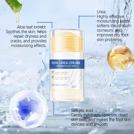 2PCS 60% Urea Foot Cream with 2% Salicylic Acid - Intensive Healing for Cracked Heels & Dry Skin - Gentle Exfoliation & Moisturizing Stick
