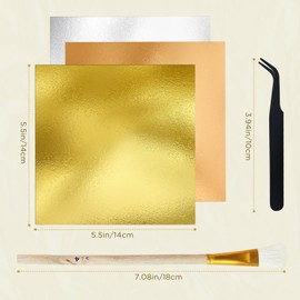150 Sheets Gold Leaf Sheets for Art - 3 Colors Gold Foil Sheets for DIY Crafts, Painting, Resin, Nails, Gilding, Bronzing, Furniture - Comes with Brush（Gold, Silver, Rose Gold）